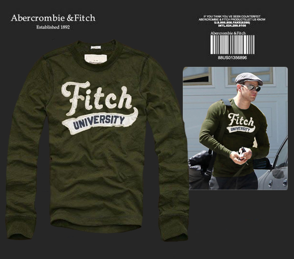 Abercrombie Fitch Hombres De Cuello Redondo Con Gente Fotos Largo Remera AF6012